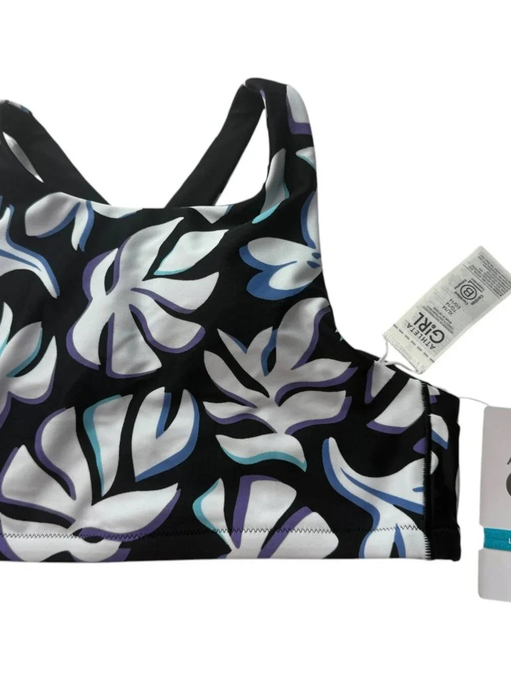 New NWT ATHLETA Reversible High Neck Bikini Top Floral Tropical Hawaiian Print M